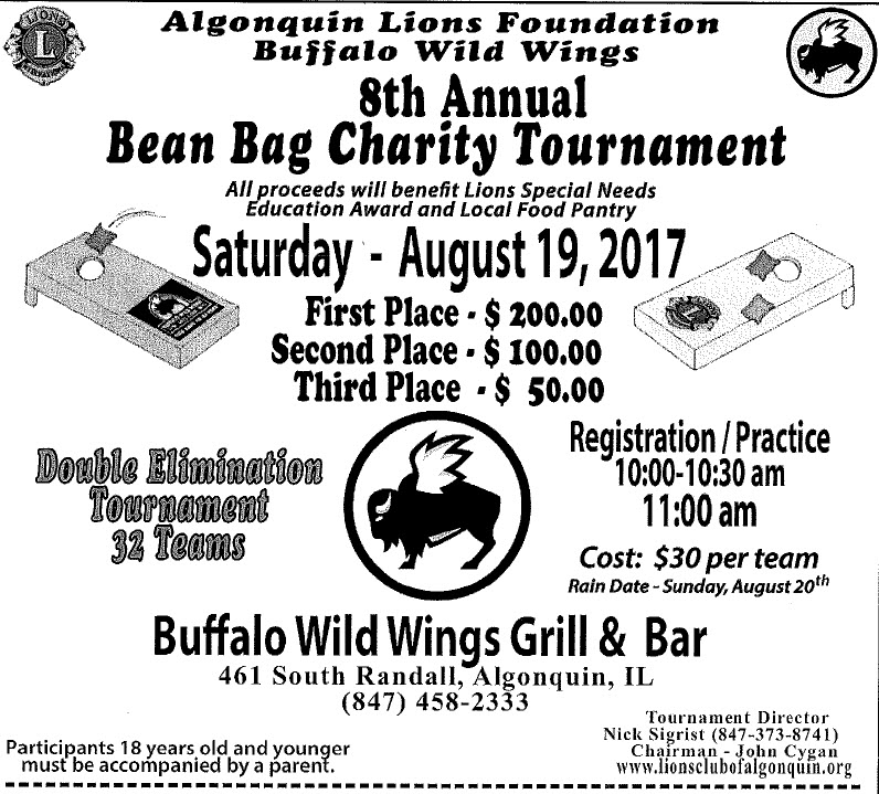 8th Annual Charity Bean Bag Tournament Flyer
